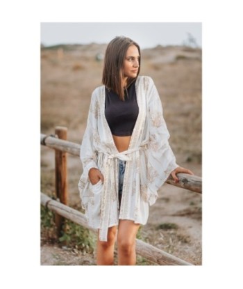Kimono Rosa Mujer Estampado, Chaqueta Larga de Viscosa 100%, Moda Isla Bonita Ibiza Style, Kimono Elegante para