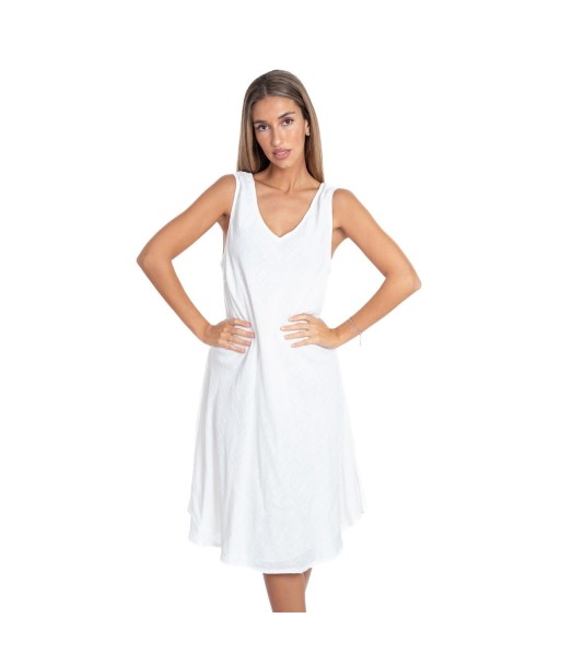 Vestido Blanco Midi de Mujer - Estilo Ibiza, 100% Algodón, Perfecto para Fiesta y Ocasiones Especiales, Moda Mujer