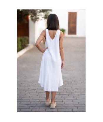 Vestido Blanco Midi de Mujer - Estilo Ibiza, 100% Algodón, Perfecto para Fiesta y Ocasiones Especiales, Moda Mujer