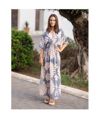 Vestido Largo Midi Azul Estampado para Mujer - Moda Elegante y Versátil para Ocasiones Especiales y Diarias