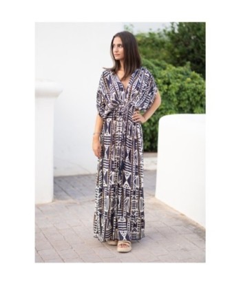 Vestido Largo Midi Azul para Mujer - Moda Elegante, Estampado Único, Ideal para Fiesta y Ocasiones Especiales,