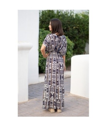 Vestido Largo Midi Azul para Mujer - Moda Elegante, Estampado Único, Ideal para Fiesta y Ocasiones Especiales,