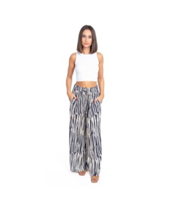 Pantalón Blanco Mujer Estampado, Tiro Medio, Viscosa 100%, Ideal para Otoño e Invierno, Ropa de Moda Isla Bonita