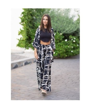 Kimono Mujer Beige Estampado Rombos - Chaqueta Ligera de Moda Isla Bonita Glam para Ocasiones Especiales y Uso