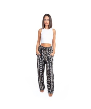Pantalón Étnico Azul para Mujer - Tiro Alto, Estampado Único, Ideal para Otoño e Invierno, Ropa de Moda, Viscosa