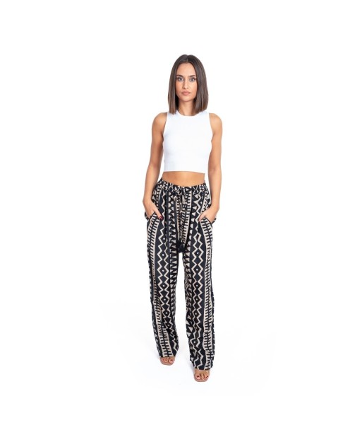 Pantalón Étnico Azul para Mujer - Tiro Alto, Estampado Único, Ideal para Otoño e Invierno, Ropa de Moda, Viscosa