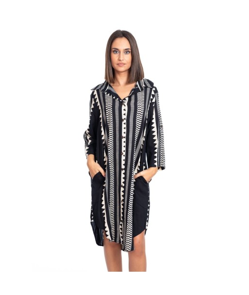 Vestido Largo Camisero Multicolor para Mujer - Moda Étnica Isla Bonita - Vestido Midi Elegante para Fiesta y Ocasiones