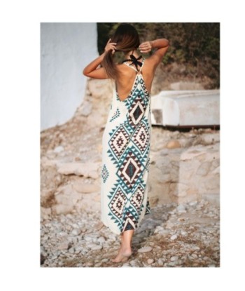 Vestido Largo Midi Azul Estampado para Mujer - Moda Elegante, Hombros Descubiertos, Perfecto para Fiesta y Ocasiones