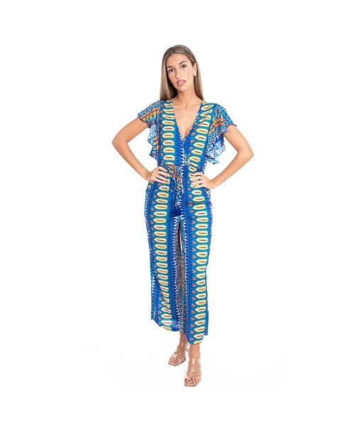 Mono Mujer Elegante Azul Estampado - Mono Deportivo y de Fiesta - Ropa Yoga y Body Sexy para Ocasiones Especiales