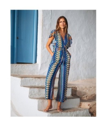 Mono Mujer Elegante Azul Estampado - Mono Deportivo y de Fiesta - Ropa Yoga y Body Sexy para Ocasiones Especiales