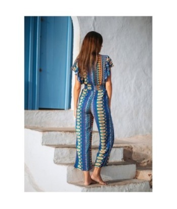 Mono Mujer Elegante Azul Estampado - Mono Deportivo y de Fiesta - Ropa Yoga y Body Sexy para Ocasiones Especiales