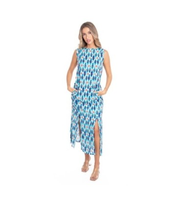 Vestido Largo Midi Azul Estampado para Mujer - Elegante y Versátil, Ideal para Fiesta y Ocasiones Especiales -