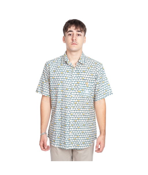 Camisa Hombre Azul Geométrico de Algodón, Manga Larga, Estilo Casual, Ideal para Otoño e Invierno, Moda Hombre