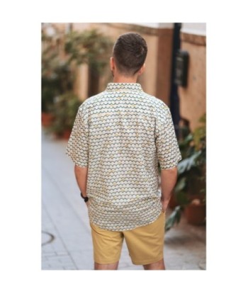 Camisa Hombre Azul Geométrico de Algodón, Manga Larga, Estilo Casual, Ideal para Otoño e Invierno, Moda Hombre
