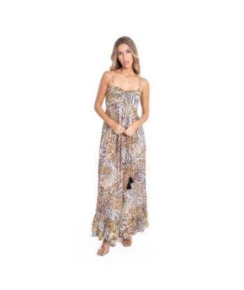 Vestido Largo Midi Azul Estampado Animal Print para Mujer - Moda Elegante y Casual - Ropa Mujer Ideal para Fiesta