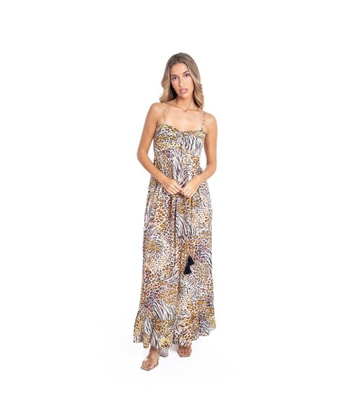 Vestido Largo Midi Azul Estampado Animal Print para Mujer - Moda Elegante y Casual - Ropa Mujer Ideal para Fiesta