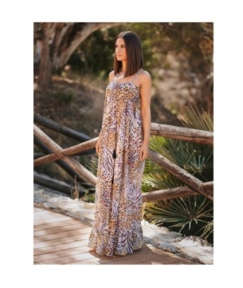 Vestido Largo Midi Azul Estampado Animal Print para Mujer - Moda Elegante y Casual - Ropa Mujer Ideal para Fiesta