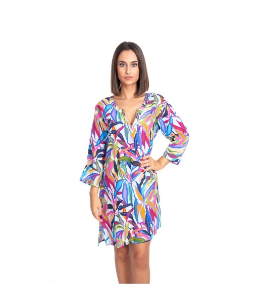 Kurta Multicolor para Mujer - Moda Tropical, Manga ¾, 100% Algodón, Estilo Casual y Elegante, Perfecta para Verano