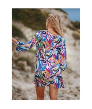 Kurta Multicolor para Mujer - Moda Tropical, Manga ¾, 100% Algodón, Estilo Casual y Elegante, Perfecta para Verano