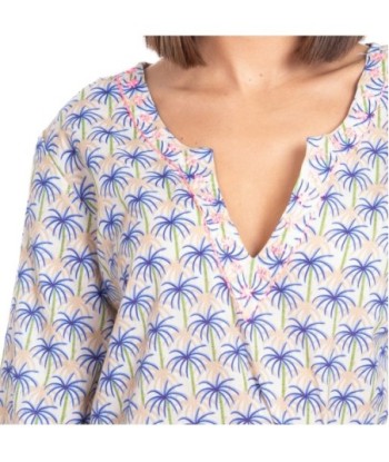 Kurta Rosa para Mujer - Moda Isla Bonita, Estilo Tropical, Manga ¾, 100% Algodón, Perfecto para Verano, Colección