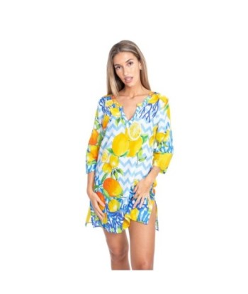 Kurta Azul para Mujer - 100% Algodón, Manga ¾, Estilo Elegante y Confortable, Moda Isla Bonita, Colección Sun