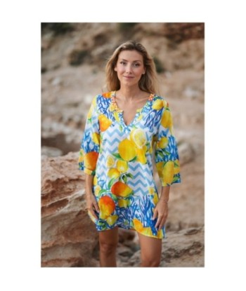 Kurta Azul para Mujer - 100% Algodón, Manga ¾, Estilo Elegante y Confortable, Moda Isla Bonita, Colección Sun