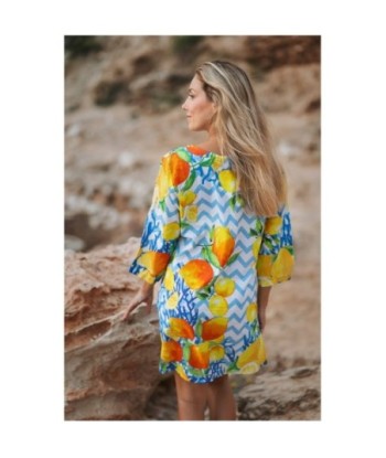 Kurta Azul para Mujer - 100% Algodón, Manga ¾, Estilo Elegante y Confortable, Moda Isla Bonita, Colección Sun