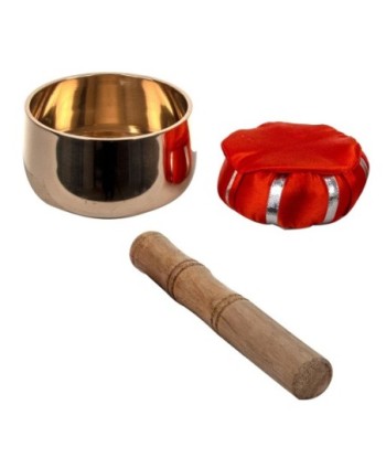 ORIGEN Home Decor Bowl tibetano con cojín Complementos Natura | Cuenco Bol Dorado Redondo - 9x10x10cm