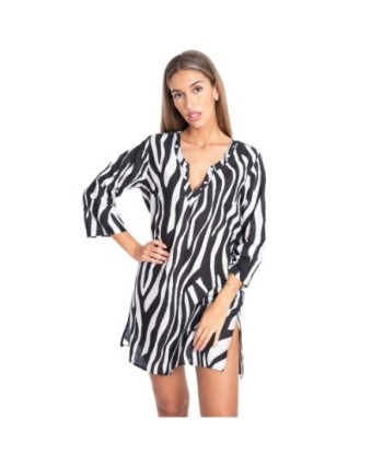 Kurta Marrón para Mujer - Vestido Corto Estampado Animal Print de Algodón, Moda Isleña, Perfecto para Ocasiones