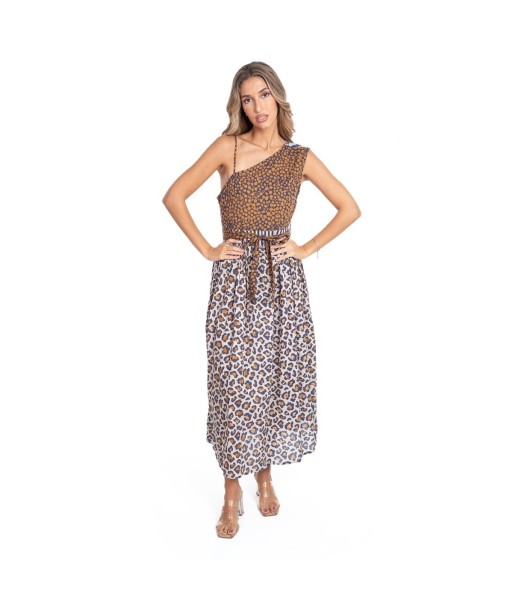 Vestido Largo Midi Azul Estampado Animal Print para Mujer - Elegante y Versátil para Ocasiones Especiales y Diarias