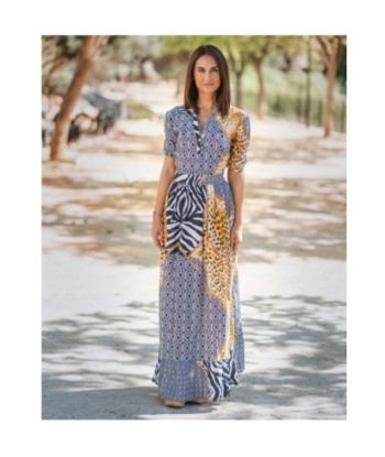 Vestido Largo Midi Azul Mujer - Moda Isla Bonita - Estilo Elegante y Fresco para Fiesta y Ocasiones Especiales