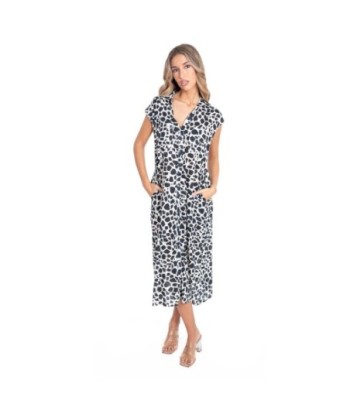 Vestido Largo Midi Azul para Mujer - Moda Elegante, Estampado Animal Print, Ideal para Fiesta y Ocasiones Especiales