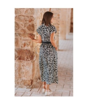 Vestido Largo Midi Azul para Mujer - Moda Elegante, Estampado Animal Print, Ideal para Fiesta y Ocasiones Especiales
