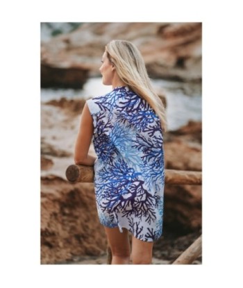 Camisa Mujer Larga Azul Estampada | Ropa Mujer Moderna y Elegante | Camisa Casual y Chic para Ocasiones Especiales