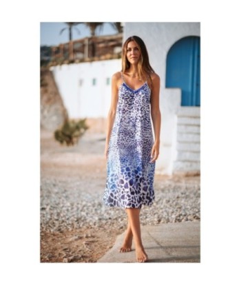 Vestido Largo Midi Azul Camisero Estampado Animal Print para Mujer - Moda Elegante y Versátil para Ocasiones Especiales