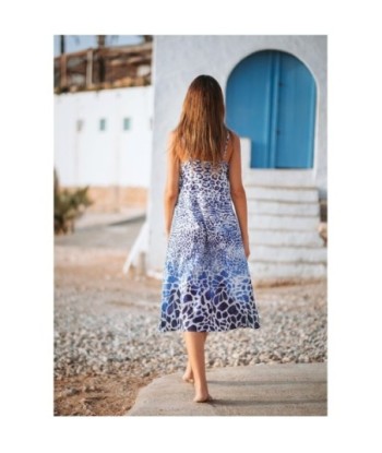 Vestido Largo Midi Azul Camisero Estampado Animal Print para Mujer - Moda Elegante y Versátil para Ocasiones Especiales