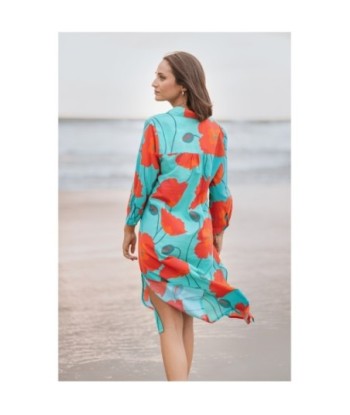 Vestido Corto Camisero Floral para Mujer - Moda Isla Bonita, Vestido Elegante para Fiesta, Estampado Azul, Ropa
