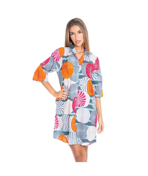 Vestido corto camisero verde estampado para mujer, elegante y cómodo, ideal para ocasiones especiales y uso diario