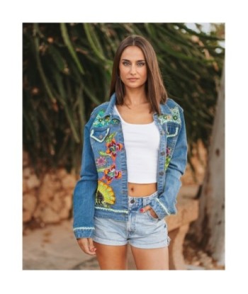 Chaqueta de Mujer Azul Camisera de Algodón, Manga ¾, Estilo Bohemio, Ideal para Otoño e Invierno, Ropa de Moda