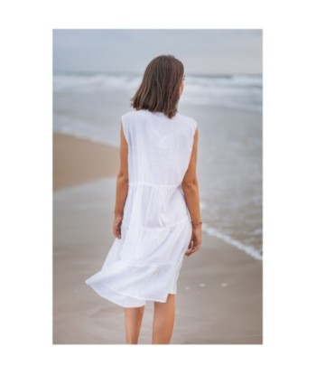 Vestido Corto Crudo Camisero para Mujer - Moda Isla Bonita Ibiza Style - Ropa de Verano Elegante y Casual - Vestidos