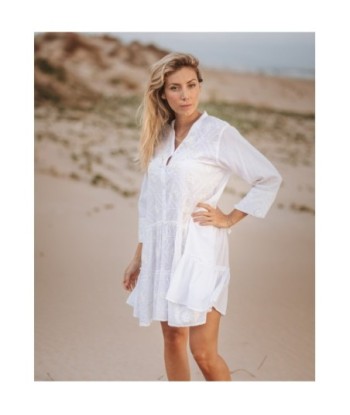 Vestido Corto Blanco Estampado para Mujer - Moda Isla Bonita Ibiza Style - Elegante y Casual para Fiesta y Ocasiones
