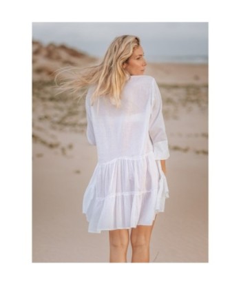 Vestido Corto Blanco Estampado para Mujer - Moda Isla Bonita Ibiza Style - Elegante y Casual para Fiesta y Ocasiones