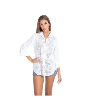 Camisa Multicolor Mujer Larga Estampada - Ropa de Moda Ibiza Style - Camisa Casual Camisero de Algodón para Ocasiones
