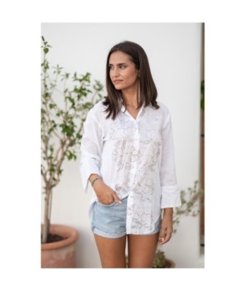 Camisa Multicolor Mujer Larga Estampada - Ropa de Moda Ibiza Style - Camisa Casual Camisero de Algodón para Ocasiones