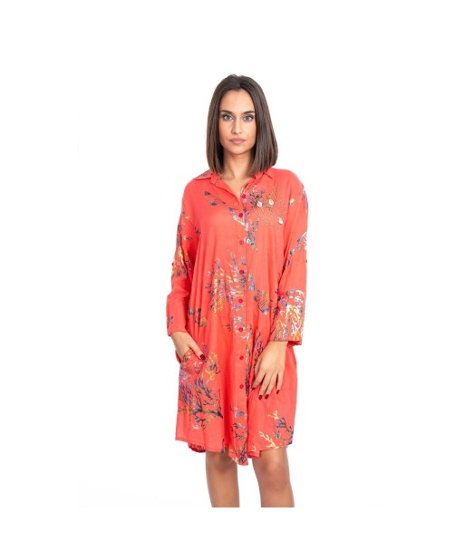 Vestido Corto Mujer Algodón Azul Camisero Estilo Tropical para Fiesta y Ocasiones Especiales - Moda Isla Bonita