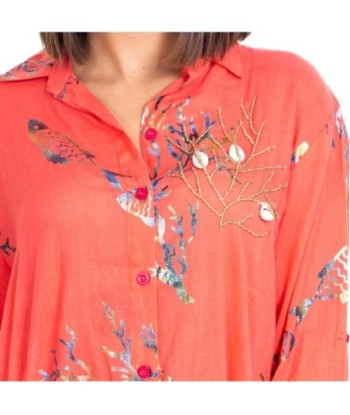 Vestido Corto Mujer Algodón Azul Camisero Estilo Tropical para Fiesta y Ocasiones Especiales - Moda Isla Bonita