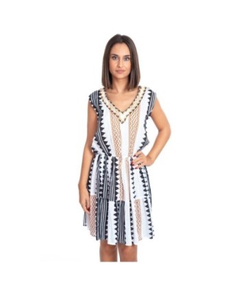 Vestido Corto Crudo para Mujer - Moda Étnica Isla Bonita - Ideal para Fiesta, Verano y Ocasiones Especiales
