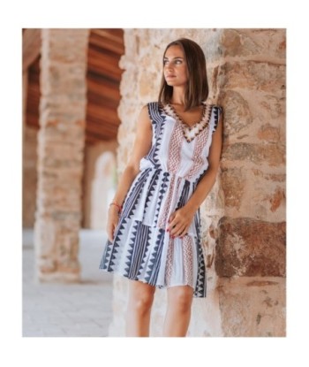 Vestido Corto Crudo para Mujer - Moda Étnica Isla Bonita - Ideal para Fiesta, Verano y Ocasiones Especiales