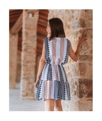 Vestido Corto Crudo para Mujer - Moda Étnica Isla Bonita - Ideal para Fiesta, Verano y Ocasiones Especiales