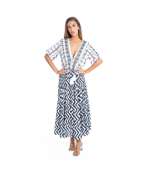 Vestido Largo Midi Blanco Estampado para Mujer, Elegante y Con Estilo, Perfecto para Ocasiones Especiales y Uso